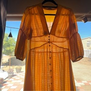 Sheer SheIn Yellow cottage core dress